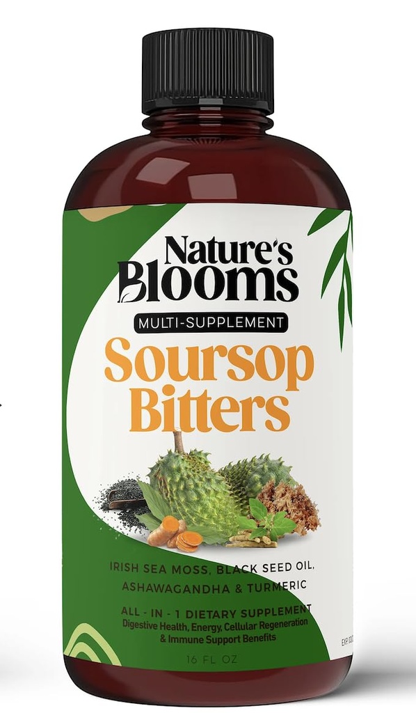 Soursop Bitters Liquid Supplement, 16 oz | Nature's Best Bitters | Health-Focused Materialss for Traditional Wellness & Cleanse Support