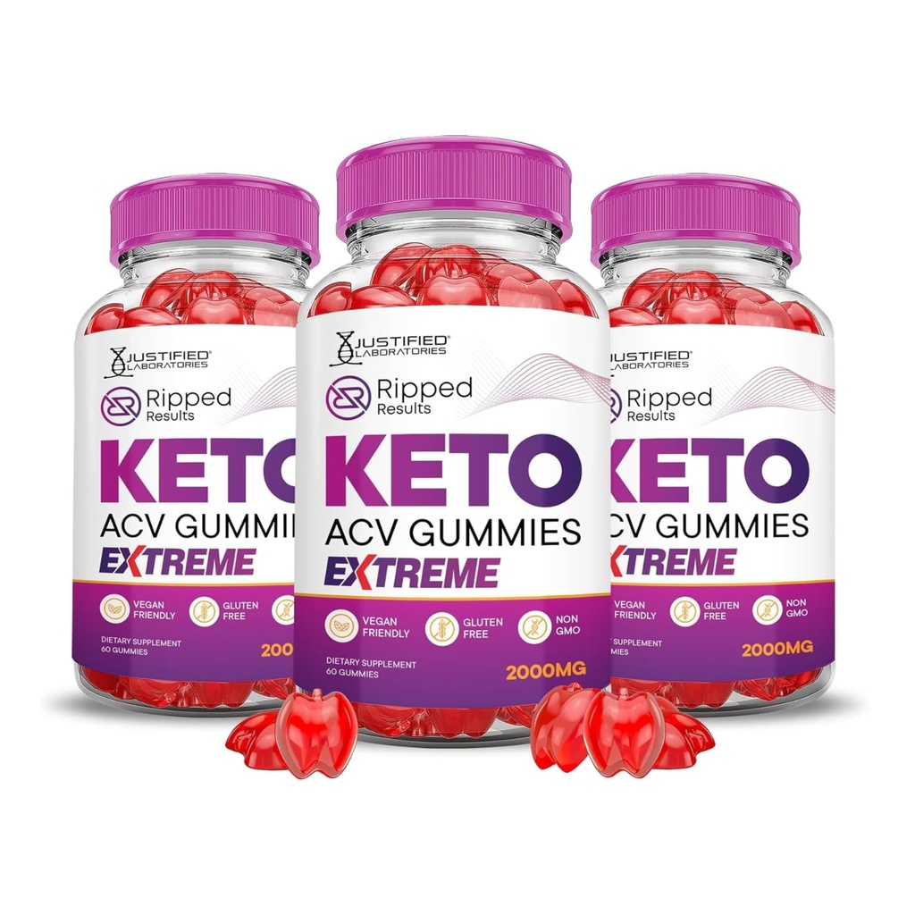 Justified Laboratories (3 Pack Rippped Results Keto ACV Gummies Extreme 2000MG Rippped Results Formed with Ρόδι με σκόνη χυμού τεύτλων B12 Vegan Non GMO 180 Gummys