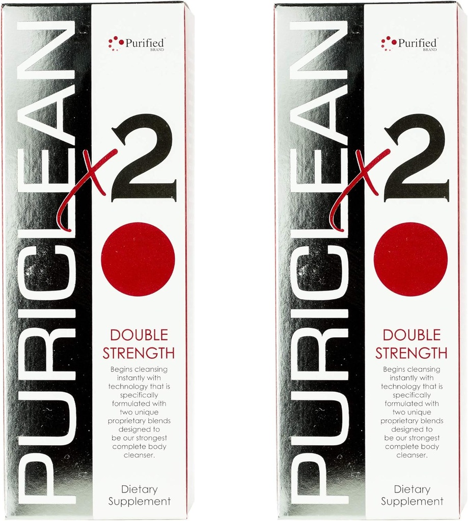 Wellgenix Puriclean x2 Detox Cleanse - Double Strength Deep System Cleanser - Formulated with Two Unique Proprietary Blends for The Strongest Cleanser, Remove Toxins - 16 oz, 4 Capsules, 2 Pack