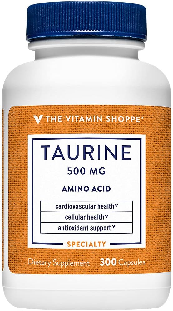 Shoppe Taurine 500MG, B6 Vitamini ile Ücretsiz Form Amino Asit (300 Capsules)