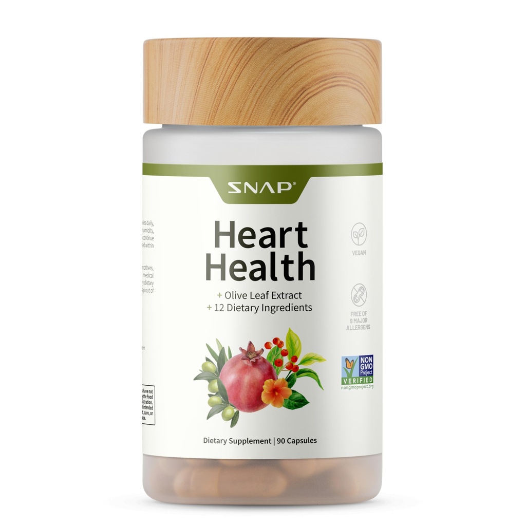 Snap Supplements Heart Health Support Supplement - Heart Health, sağlıklı Circulation ve Nitrik Oksit Seviyeleri, 90 Capsules (30 Hizmet, 1 Ay Supply)