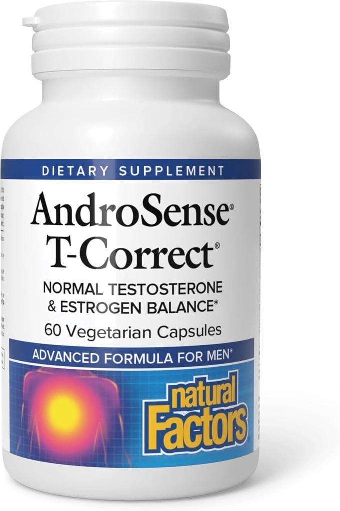 Φυσικοί Παράγοντες, AndroSense T-Correct, Υποστηρίζει τον Ορμονιακό Μεταβολισμό Ανδρών με Μήλο Γάλα, Κουρκουμάς και Λυκοπένιο, 60 κάψουλες (30 μερίδες)