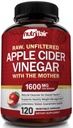 Apple Cider Vinegar Capsules with The Mother - 120 Vegan ACV Pills - Sağlıklı Kilo kaybı için En İyi Tamam, Diyet, Keto, Digestion, Detox, Immune - Güçlü Temizser & Appetite Suppressant Non-GMO