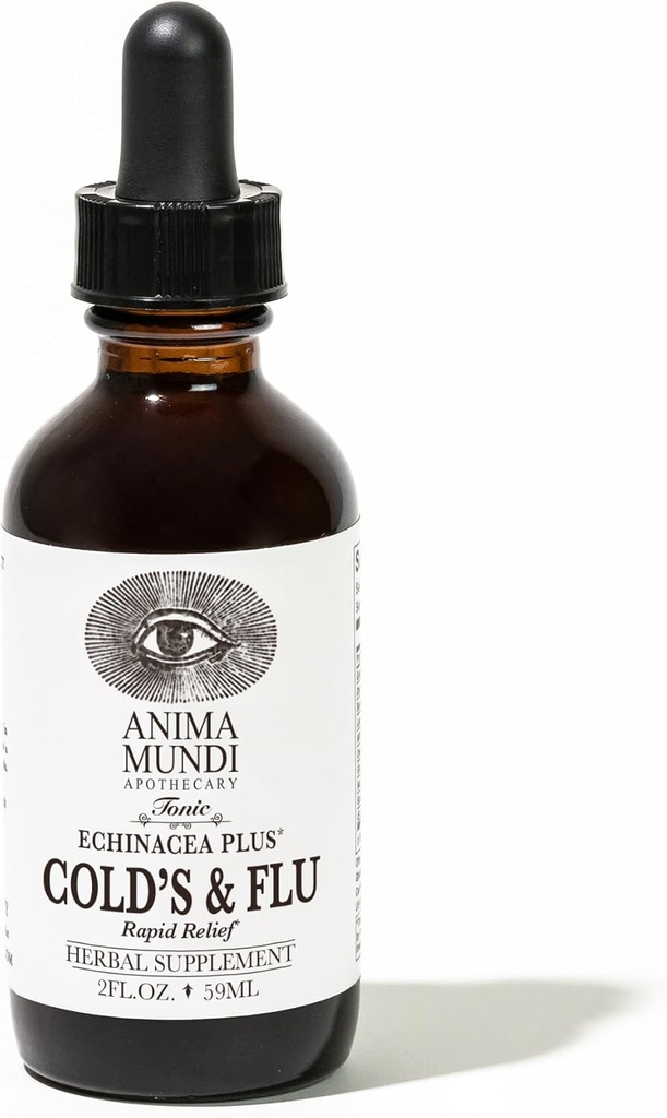 Anima Mundi Apothecary Cold's & Flu Tonic - Immune Support Drops with Echinacea, Garlic, Turmeric Root & Fresh Ginger - Immune System Support Liquid Supplement (2oz / 60ml)