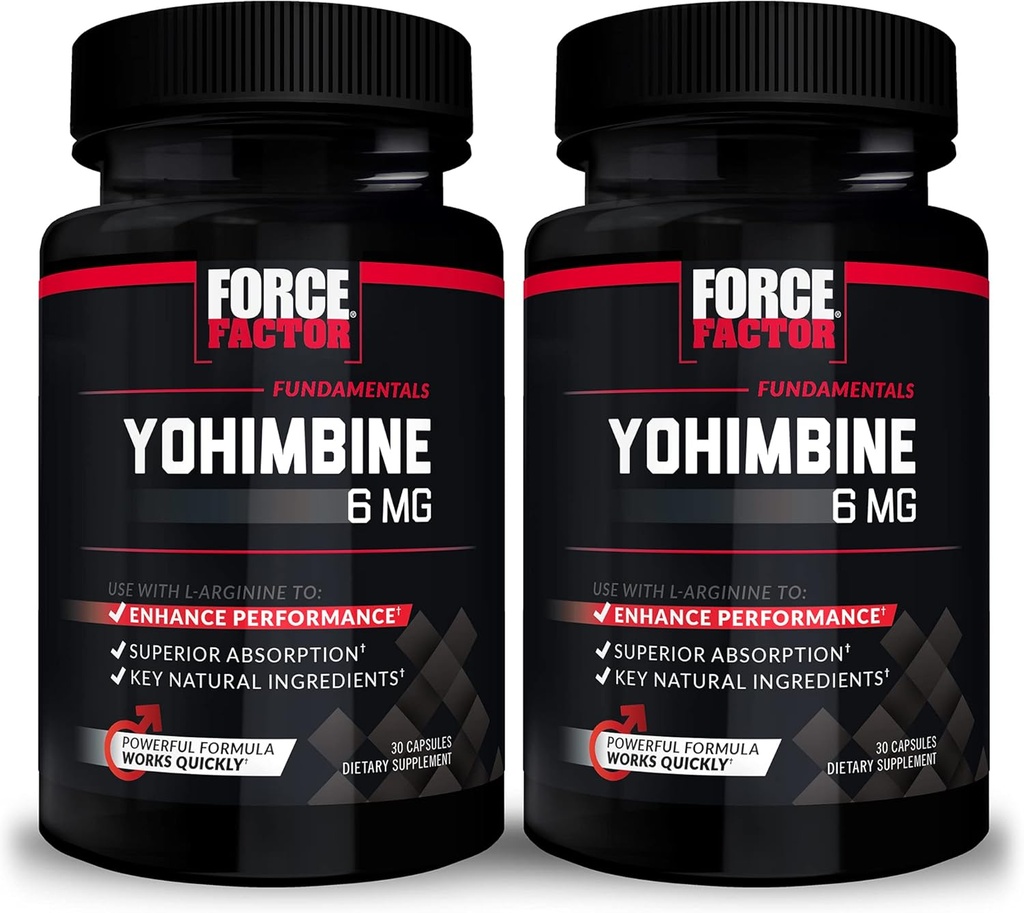 Erkekler için Kuvvet Faktörü Yohimbine Supplement, Yohimbe Bark Ekstra Aborpsiyon ile İyi Performans, 6 mg Yohimbine Bark Pills with Key Natural Materialss, 30 Count (Pack of 2)