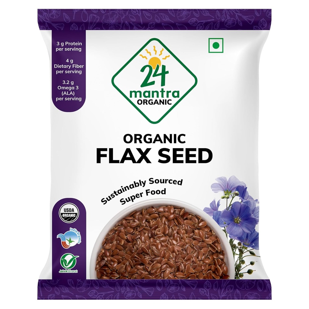 24 Mantra Organik Flax Tohumları USDA sertifikalı Organik AB sertifikalı Organik Pestisitler Ücretsiz Yetişkinlik Ücretsiz Sodyum Free - Pack of 1 | 7 Ounce