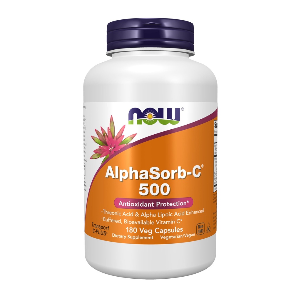 NOW Συμπληρώματα Τροφίμων, AlphaSorb-CTM 500 mg με Threonic Acid & Alpha Lipoic Acid Enhanced, 180 κάψουλες Veg
