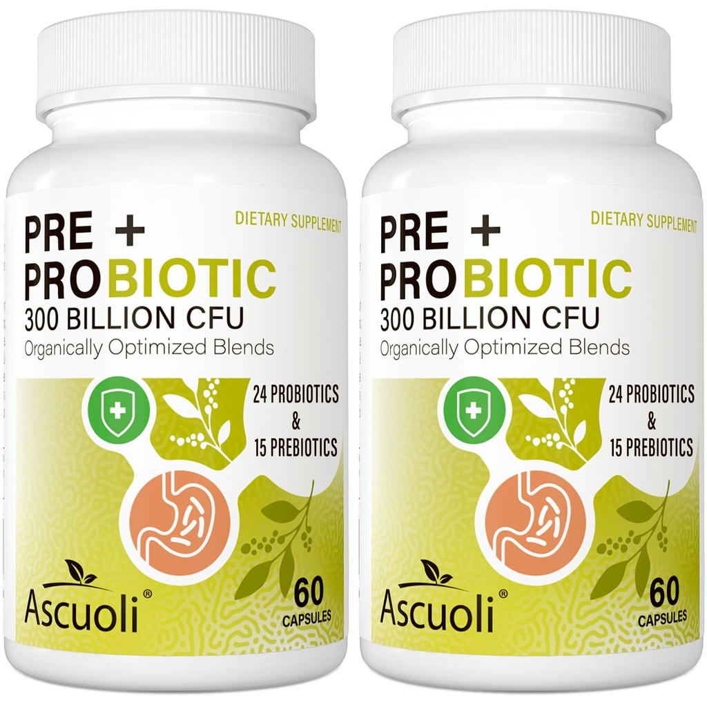 Kadınlar ve Erkekler için Probiyotikler - 300 Milyar CFU, 24 Strains + 15 Organik Herbs Prebiyotikler, Digestive Health, Immune, Gut, Bloating - 120 Vegetarian Capsule (120-Days Supply)