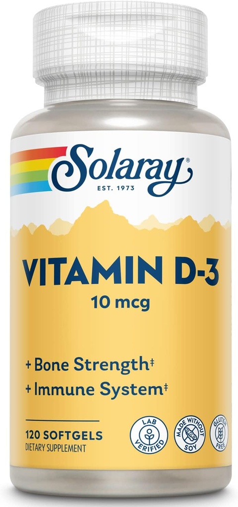 SOLARAY Vitamin D-3-400 IU | 120 Softgels