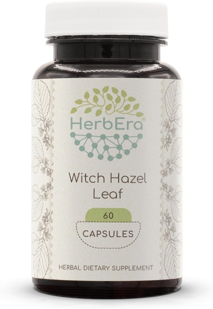 HerbEra Witch Hazel Leaf 60 κάψουλες, 500 mg, Witch Hazel Leaf (Hamamelis virginiana) Αποξηραμένο Φύλλο (60 κάψουλες)