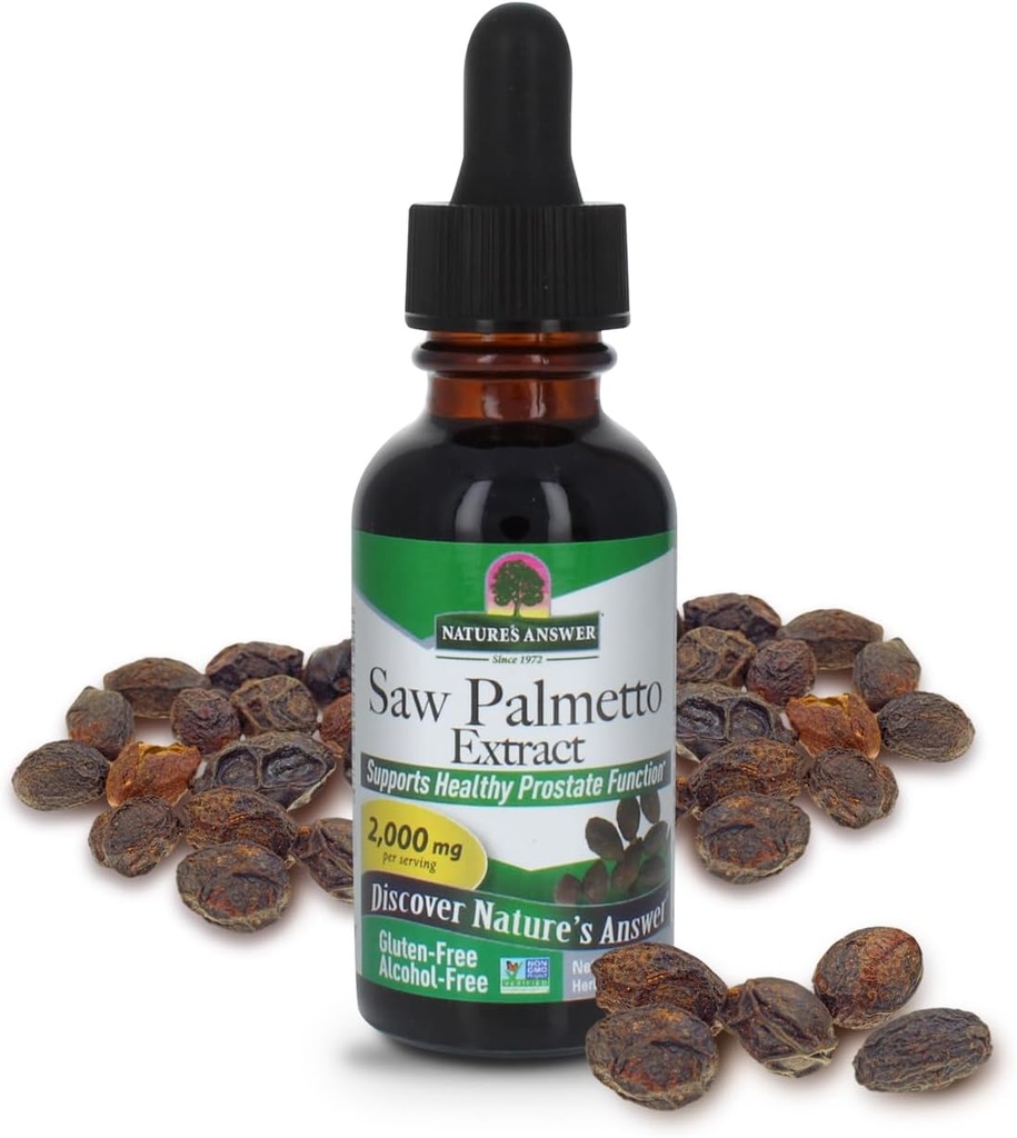 Doğanın Yanıtı Alkol-Free Saw Palmetto Berry Extract, 1-Fluid Ounce | Prostate Support | Natural Urinary Health | Saç Büyümesini Teşvik Ediyor
