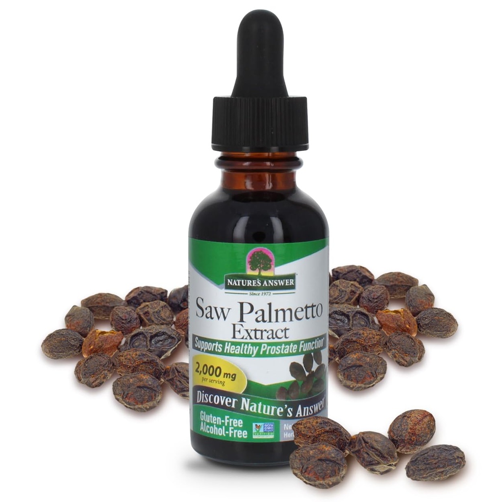 Doğanın Yanıtı Alkol-Free Saw Palmetto Berry Extract, 1-Fluid Ounce | Prostate Support | Natural Urinary Health | Saç Büyümesini Teşvik Ediyor