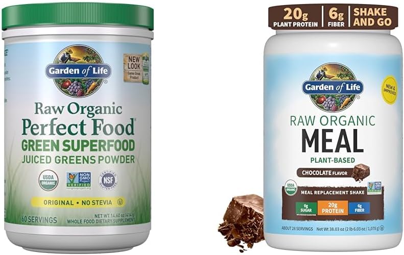 Κήπος Ζωής Super Greens Σκόνη Smoothie & Mix, Probiotics & Digestive Ένζυμα & Ακατέργαστη οργανική αντικατάσταση γεύματος Shakes - Σοκολάτα Plant Based Vegan Protein Powder