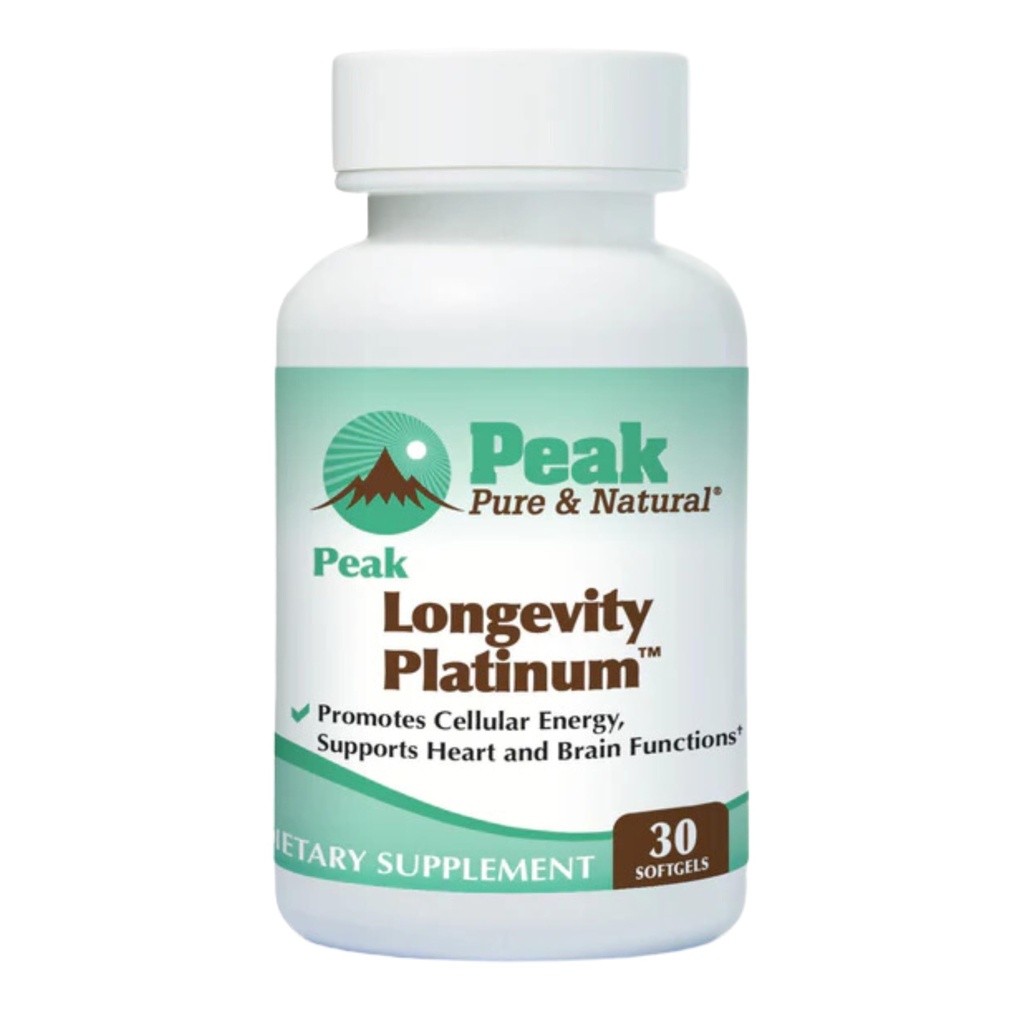 Peak Longevity Platinum PQ Supplement with Coenzyme Q10 - Pyrroloquinoline Quinone with Ubiquinol CoQ10 and Shilajit - Mitochonrial Supplement for Natural Energy and Health Aging (30 Softgels)