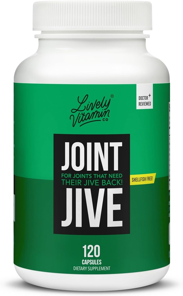 LIVELY VITAMIN CO. Joint Jive - Lanet Ortaklar (Knee, Ankle, Boy, Omuz, omuz, Back) - Collagen - Glucosamine - MSM - Quercetin - Chondroitin - Devils Claw - Shellfish-Free Formula - 120