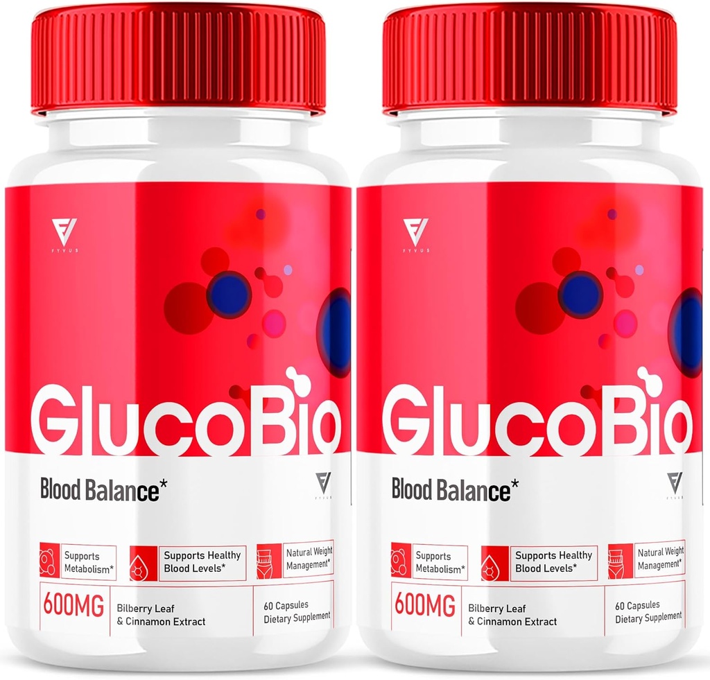 (2 Pack) GlucoBio Health Capsules Gluco Bio Pills, Gluco Bio Natural Vitamin Genel Sağlık ve Wellness Glycogen Support Supplement, BioGluco Capsules (120 Capsules)