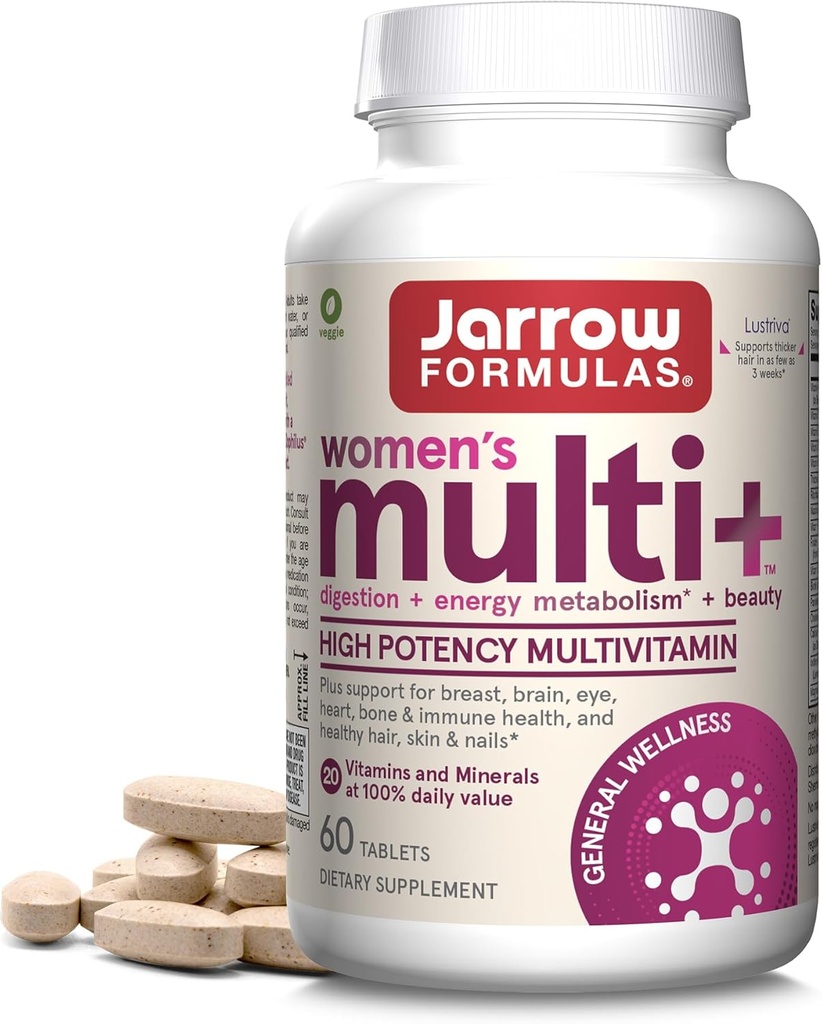 Jarrow Formulas Women's Multi+ Lustriva Saç Büyüme Kadınlar, Vitamin A, D, çinko & Lutein, 60 Tablet, 30 Gün Supply