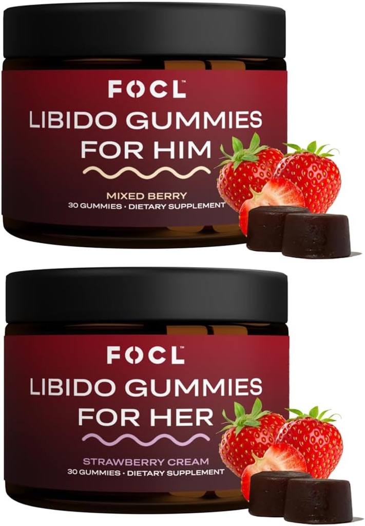FOCL Female & Male Libido Booster Intimacy Set - 1 Μήνας Προμήθεια Libido Gummies για άνδρες & γυναίκες με Horny Goat Weed 