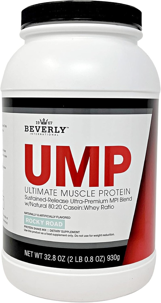 Beverly International UMP protein Toz, Rocky Road. Unique Whey-Casein Oran Builds Lean Muscle. Easy to Digest. No Bloat. (32.8 oz) 2lb .8 oz