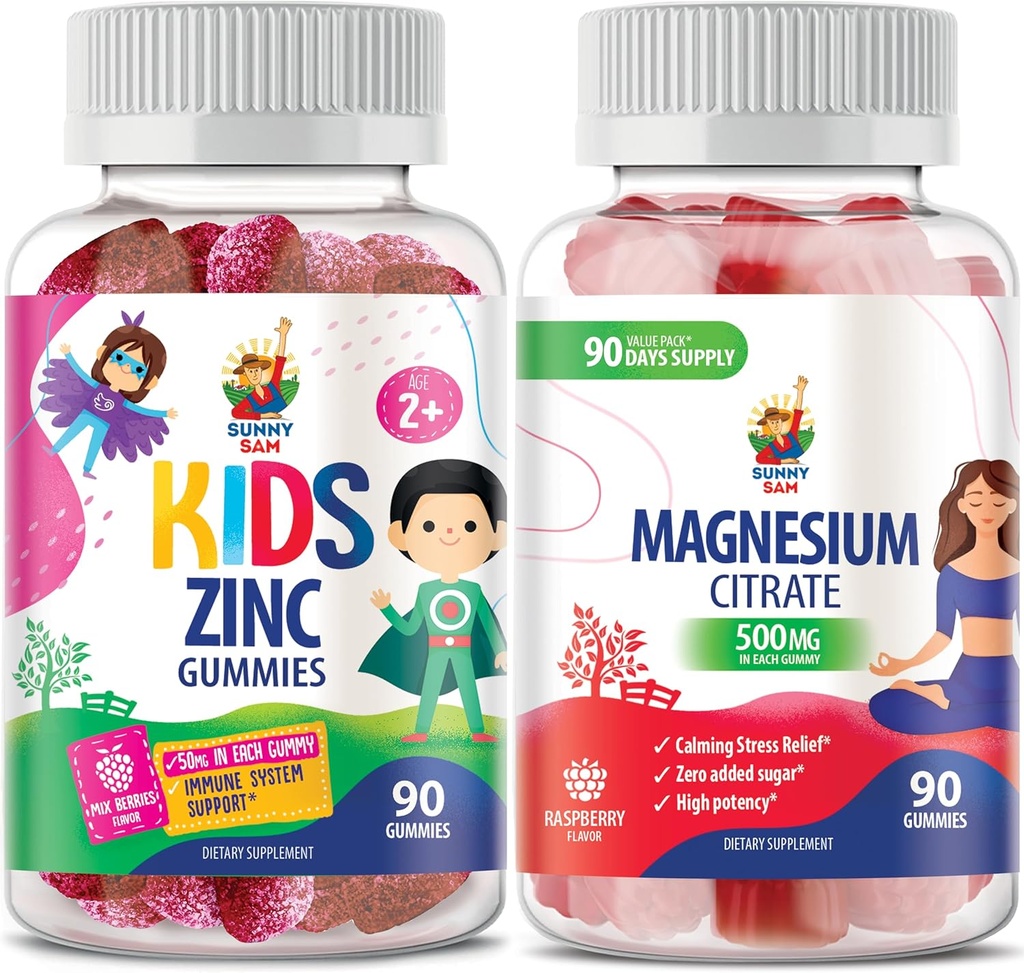 Μαγνήσιο Gummies για Ενήλικες - 500mg & Ψευδάργυρος Gummies για Παιδιά & Ενήλικες
