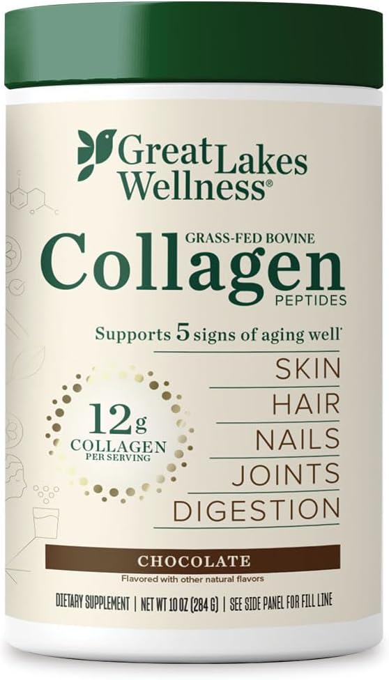 Büyük Lakes Wellness Collagen, Tozu Skin, Saç, Nails, Joints & Digestion - Chocolate Flavored - Quick Dissolve Hydrolyzed, Non-GMO, Kosher - 10 ozzz