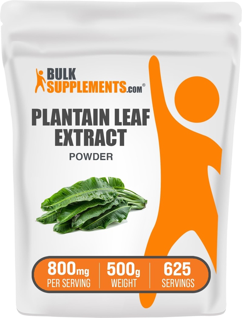 BulkSupplements.com Plantain Leaf Extract Powder - Plantain Leaf Supplement, Plantain Leaf Powder - Βότανο συμπλήρωμα, χωρίς γλουτένη, 800mg ανά Σερβίρισμα, 500g (1.1 lbs) (Συσκευασία των 1)