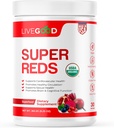 LIVEGOODTM Organik Super Reds with Alfalfa, Barley Grass, Beet Root, Pomegrani, Grape Seed, Vegan, Gluten Free, 9.25 Oz