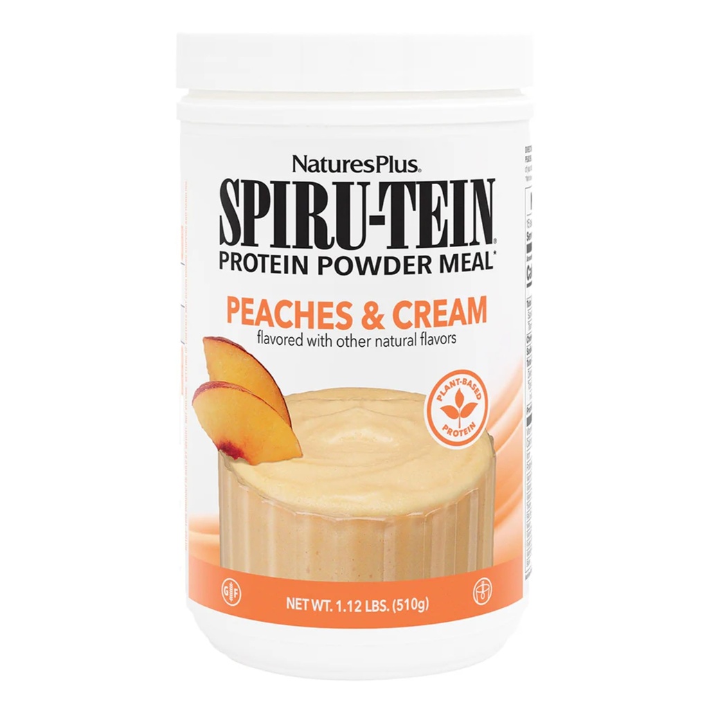 NaturesPlus SPIRU-TEIN Shake - Peaches & Cream Flavor - 1.1 lbs, Spirulina protein Toz - Bitki bazlı Meal Yenileme, Vitaminler ve Mineraller Enerji için - Vejetaryen, Gluten-Free - 15 Hizmet