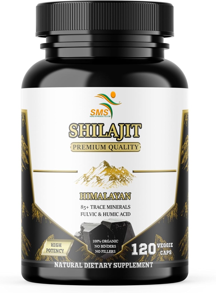 Shilajit Αγνά κάψουλες Ιμαλαΐων (Fulvic Acid Supplement) 1.000mg οργανικού εκχυλίσματος Shilajit ανά υπηρεσία, 120 Count (85+ Trace Minerals, No Fillers, No Binders)