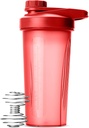 Protein Mixes için Pen- Shaker Şişe, 28 oz, Red With Twist Cap ve Wire Whisk Ball, Shakes için Mixer Kupası