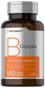 Horbaach B Kompleks Vitaminleri Kadınlar ve Erkekler için | 150 Caplets | Folic Acid & C | Non-GMO & Gluten Free Supplement Supplement Supplement