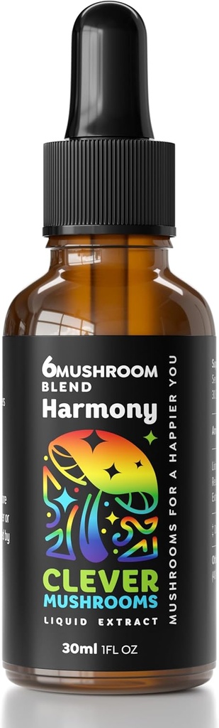6 Blend Mushroom Liquid Extract, US Grown Mushrooms Free, Natural Energy, Γνωστική Υποστήριξη, Ανοσία Ενίσχυση,100% Fruit Bodies, Lion's Mane, Cordyceps, Reishi, Chaga, Turkey Tail (1 fl oz)