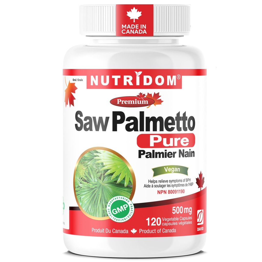 Nutridom Saw Palmetto 500 mg, Non-GMO, Vegan, Gluten Free, Soy Free ve Dairy Free (120 Count)