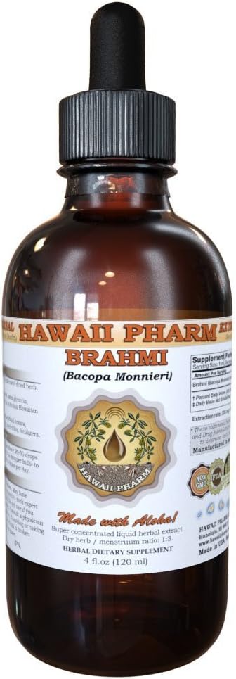 Υγρό εκχύλισμα Hawaii Pharm Brahmi, υγρό Brahmi (Bacopa Monnieri) Συμπλήρωμα απόχρωσης 4 Oz
