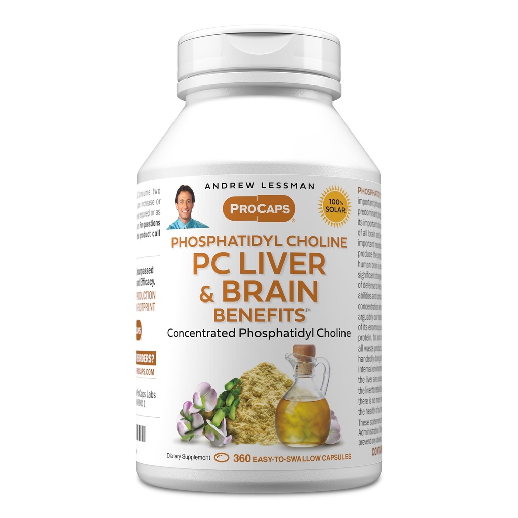 ANDREW LESSMAN PC Liver ve Beyin Faydaları 360 Softgels - Phosphatidyl Choline, Sağlıklı Canlı ve Beyin Yapısı için En Önemli Bina Bloku, Fonksiyonlar. Katkı yok. Swallow Yumuşak
