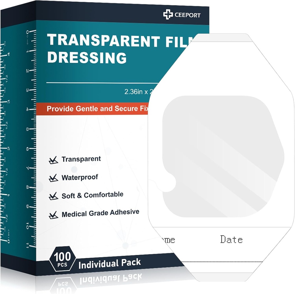 Say Film 2.36" x 2.75", 100 Packs Subay Bantlı Yapıştırıcı Patches, Yara Cover Patches for Post Surgery Duş, IV Shield, Aftercare Bandage Bandage