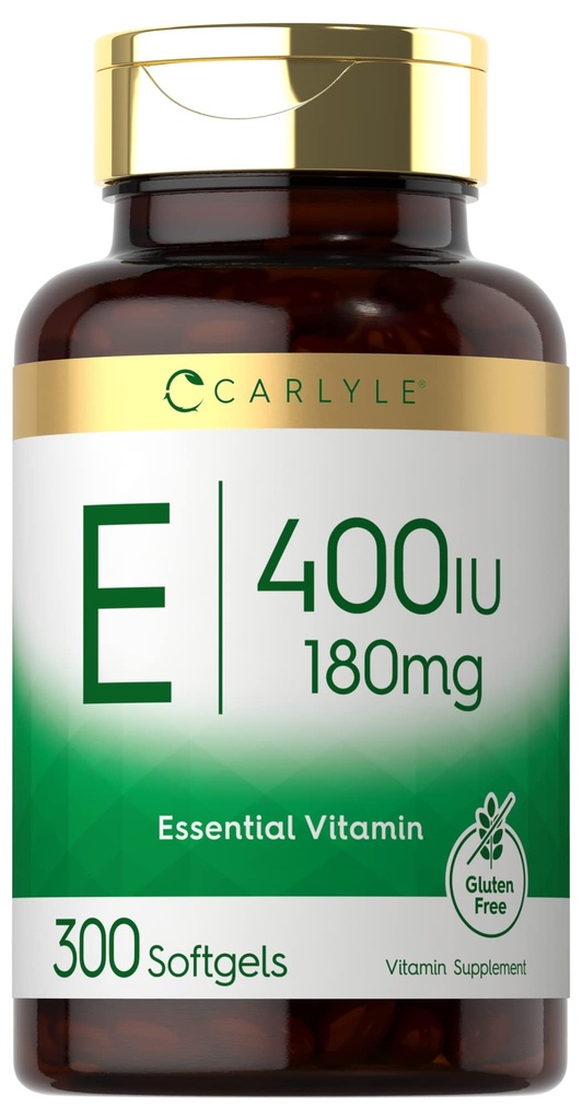 Carlyle Vitamin E Softgel Capsules 400 IU | 180mg | 300 Kont | Non-GMO ve Gluten Free Formula