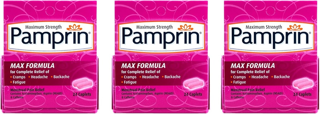 Pamprin maksimum Güçlü Formula, 24 Caplets (Pack of 3)