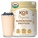 KOS Plant Temel Protein Toz, Vanilla USDA Organik - Low Carb Pea proteini, Vegan Superfood Vitaminler ve Minerallerde Zengin - Keto, Soy, Süt Free - Kadınlar ve Erkekler için Meal Yenileme - 10 Hizmet