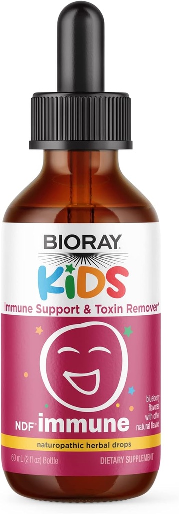 BIORAY Kids NDF Immune, Blueberry - 2 fl oz - Immune Support & Toxin Rer - Non-GMO, Vegan, Gluten Free - Approx. 30 Hizmetler