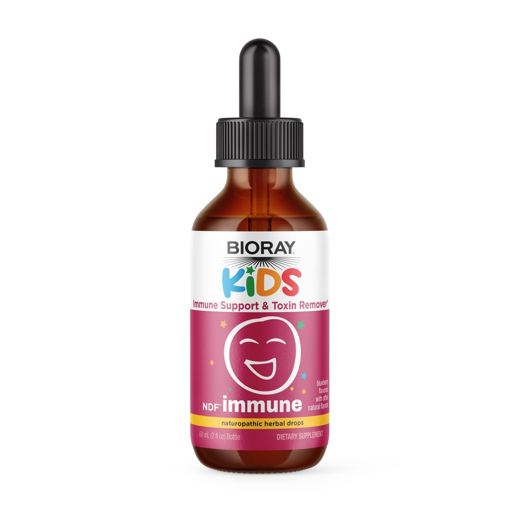 BIORAY Kids NDF Immune, Blueberry - 2 fl oz - Immune Support & Toxin Rer - Non-GMO, Vegan, Gluten Free - Approx. 30 Hizmetler