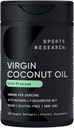 Sports Research® Organic Coconut Oil Capsules 3000MG - Cold Pressed Extra Virgin Coconut Oil with Medium Chain Triglycerides (MCTs) - Vegan Dostu & Non-GMO Doğrulandı - 120 Softgels