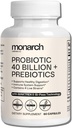 Probiyotik 40 Milyar + Prebiyotikler: 4 Diverse Strains - Digestive & Gut Health (60 Capsules) - Kadın ve Erkekler için Probiyotikler - Doğal | Gut Health & Immune Support Supplement | Provides Digestive Support
