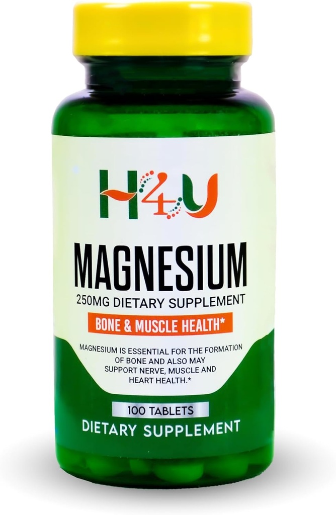H4U - 4 TOP CARE Magnesium Bone & Muscle Health Dietary Supplement Tablets, 250 mg, 100 Count