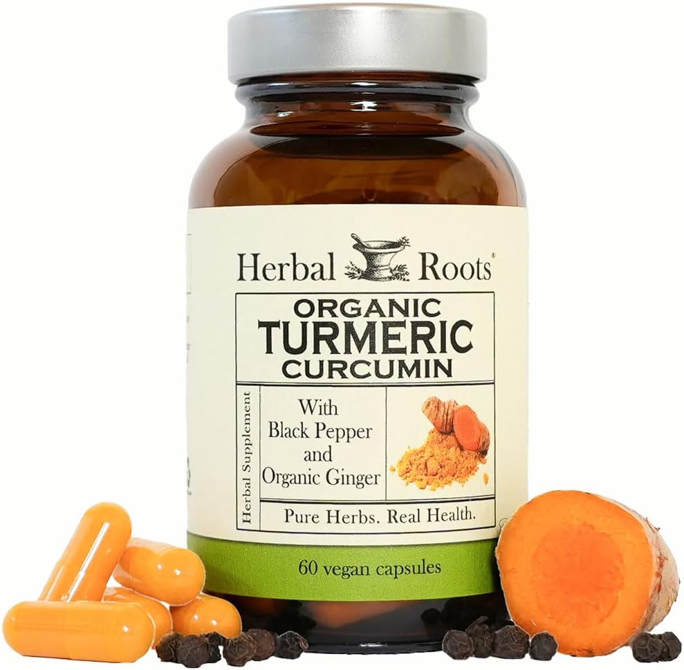 Herbal Roots - Turmeric Curcumin Capsules - Ekstra Kuvvet - 1000 mg Saf Organik Turmeric Supplement,% 95 Standartlaştırılmış Curcumin Türlü ve Ginger