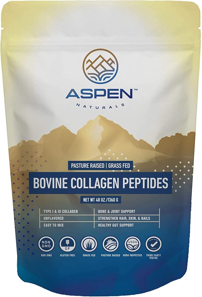 ASPEN NATURALS Grass Bovine Collagen, Toz 3lb - Kadınlar için Collagen, ABD USDA Inspected Cattle, Gluten Free, Paleo Friendly, Water ► Flavorless, kolayca Mixes