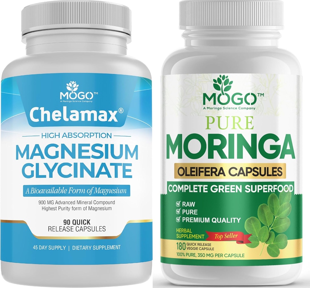 MOGO Pure Magnesium Glycinate and Moringa Capsule - Superfood + Better Mineral