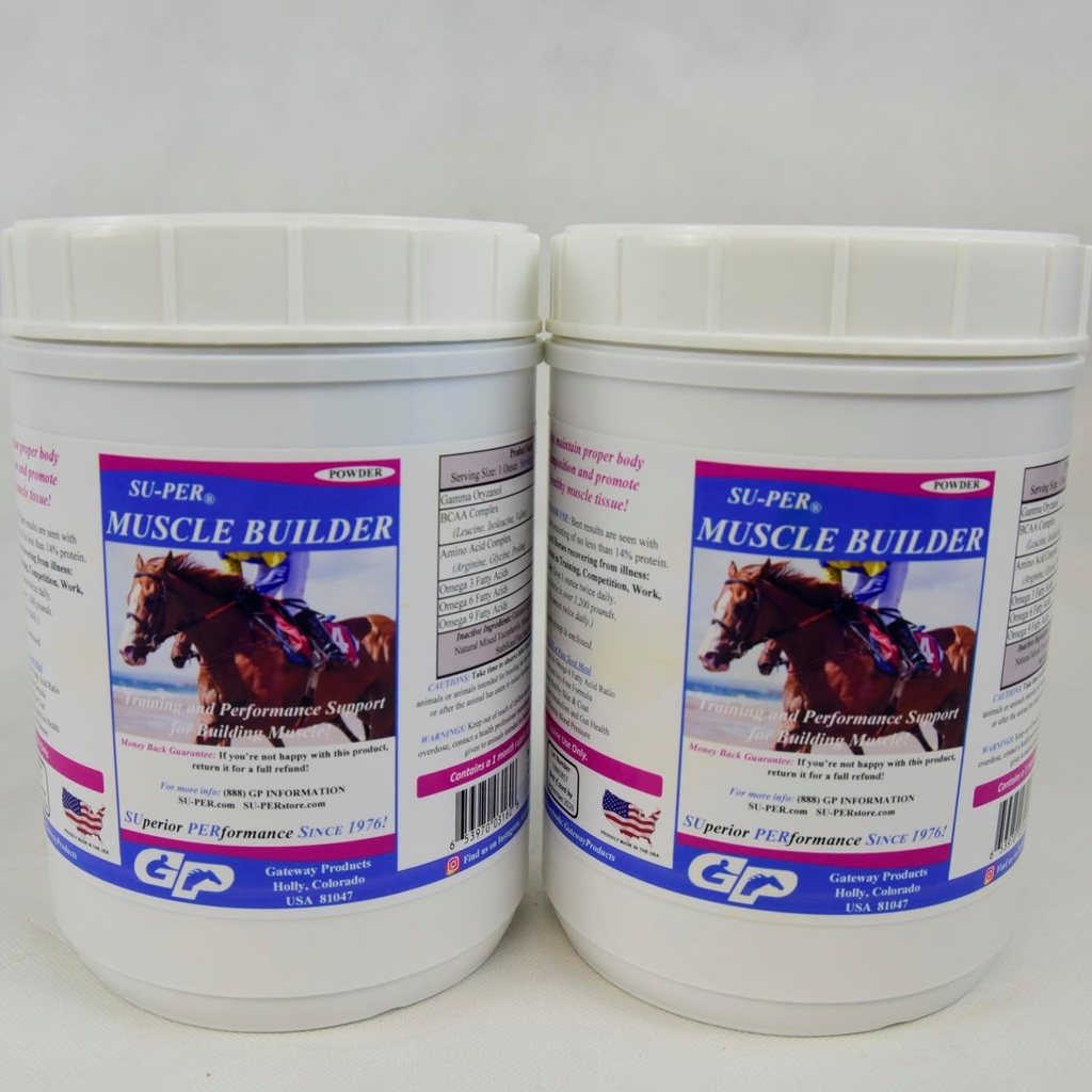 SU-PER Muscle Builder Horse Supplement - Training and Performance Support for Exercising Muscle - 2.5 Pound, (2 Pack)