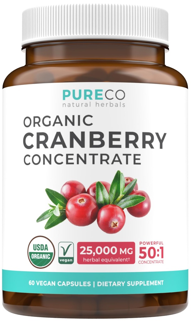 Organik Cranberry Pills - 50:1 Yoğun Hastalıklar (Vegan) Urinary Tract Health & Kidney Cleanse - Cranberry Pills for Women - UTI Support Supplement - 60 Capsules