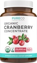 Organik Cranberry Pills - 50:1 Yoğun Hastalıklar (Vegan) Urinary Tract Health & Kidney Cleanse - Cranberry Pills for Women - UTI Support Supplement - 60 Capsules